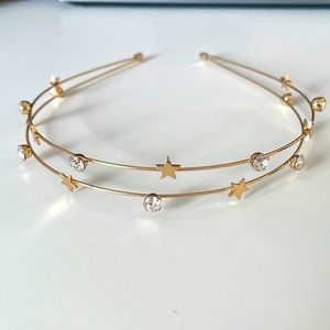 Gold Star & Diamond Metal Headband